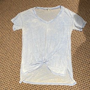 Charlotte Russe light blue burn out tee with tie front